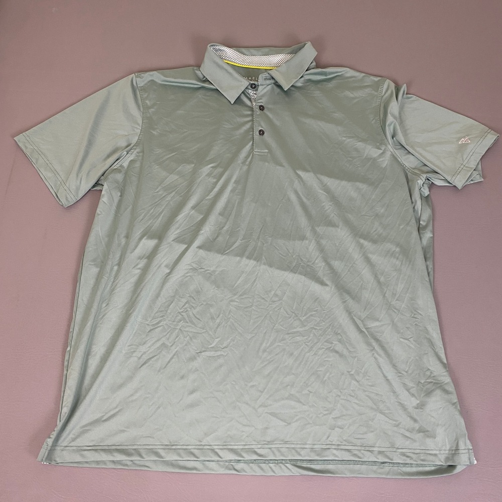 MAELREG Performance Polo Shirt Men's 3XL Sage Green Short Sleeve Golf Stretch